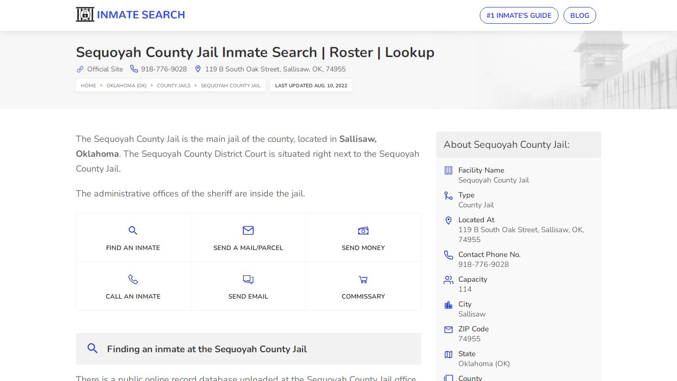 Sequoyah County Jail Inmate Search | Roster | Lookup