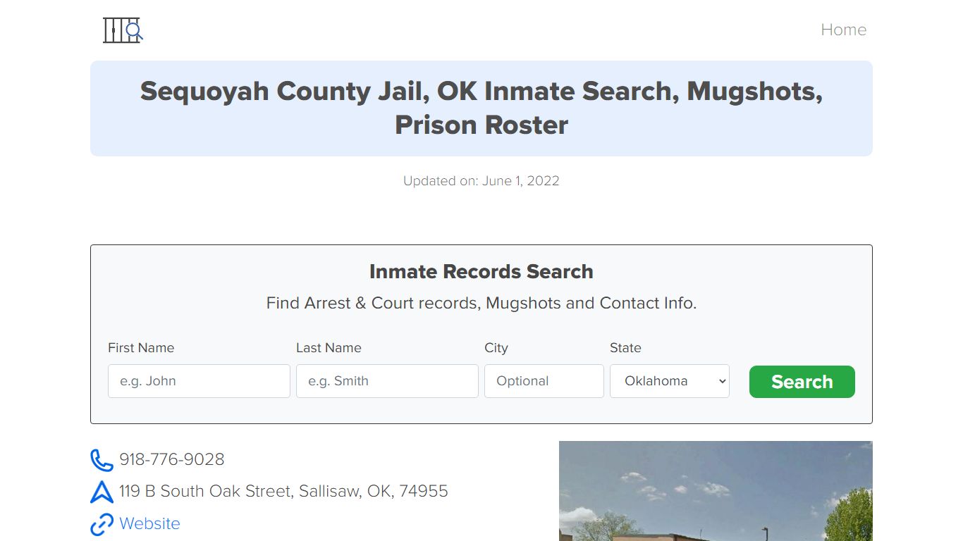 Sequoyah County Jail, OK Inmate Search, Mugshots, Prison ...